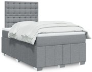 vidaXL Κρεβάτι Boxspring με Στρώμα Ανοιχτό Γκρι 120x200 εκ. Υφασμάτινο