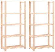 vidaXL Ραφιέρες 5 Επιπέδων 2 τεμ 250 κ 80x38x170 εκ Μασίφ Ξύλο Πεύκου