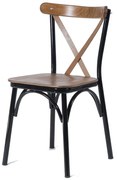 Artekko Καρέκλα με Χ Ξύλινη Πλάτη/Κάθισμα και Μεταλλικό Σκελετό (46x46x87)cm Artekko 783-0065