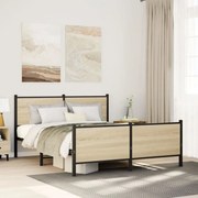 vidaXL Σκελετός Κρεβ. Χωρίς Στρώμα Sonoma Δρυς 160x200 εκ. Μεταλλικό