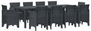 Σέτ φαγητού για κήπο 11 pcs Ανθρακί Rattan Polt