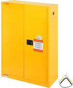 VEVOR Flammable Safety Cabinet, 45 Gal, Cold-Rolled Steel Flammable Liquid Storage Cabinet, 42.9 x 18.1 x 65.2 in Explosion Proof with 2 Adjustable Shelves 2 Manual Doors for Industrial Use, Yellow