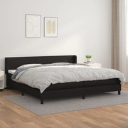 Κρεβάτι Boxspring με Στρώμα Μαύρο 200x200 εκ. Συνθετικό Δέρμα - Μαύρο