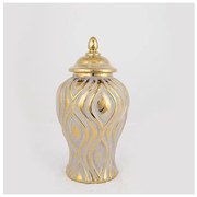 Βάζο Κεραμικό Ασημί &amp; Χρυσό 16.2x16.2x30.6cm 752-20018 Estheti 752-20018 Χρυσό-Ασημί