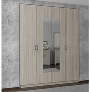 Savvidis Furniture  Ντουλάπα 4φυλλη 182x60x220 Με Καθρέφτη/ Όλιβ Μελαμίνη BEST-890117