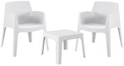 Σετ κήπου SLEEK C21267.01 3 τμχ Πολυπροπυλένιο Λευκό με Τραπεζάκι και 2 Πολυθρόνες 57x56x82.5 εκ.