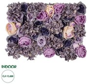 Artificial Garden ROSES STORY 20352 Τεχνητό Διακοσμητικό Πάνελ Λουλουδιών-Κάθετος Κήπος σύνθεση Μωβ &amp; Ροζ Τριαντάφυ Globostar 20352 Μωβ