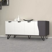 Μπουφές Jasmine Megapap χρώμα λευκό - ανθρακί 160x45x78εκ.
