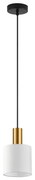 SE21-GM-4-SH1 ADEPT TUBE Gold Matt Pendant White Fabric Shade+