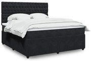 vidaXL Κρεβάτι Boxspring με Στρώμα Μαύρο 180x200 εκ. Βελούδινο
