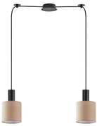 Φωτιστικό Οροφής  SE21-BL-4-BL2-SH3 ADEPT TUBE Black Pendant Brown Fabric Shade+ - 51W - 100W - 77-8522