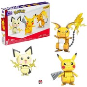 Φιγούρες Pokemon Trio Pichu, Pikachu Raichu GYH06 Από Τουβλάκια Mega Construx 621τμχ 7 ετών+ Mattel Mega