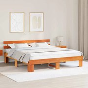 vidaXL Κρεβάτι με Κεφαλάρι Καφέ 200x200 εκ Μασίφ ξύλο πεύκου