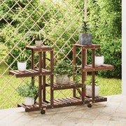 vidaXL Βάση Λουλουδιών με Ρόδες 110x25x78 εκ. από Μασίφ Ξύλο Ελάτης