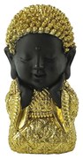 BABY BUDDHA 1 DECO ΒΟΥΔΑΣ POLYRESIN ΧΡΥΣΟ ΜΑΥΡΟ 11,7x10,2xH16,7cm - 022122