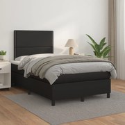 Κρεβάτι Boxspring με Στρώμα Μαύρο 120 x 200 εκ. Συνθετικό Δέρμα