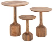 Τραπεζάκια Σαλονιού GOBLET C18348 Σετ 3 τμχ Στρογγυλά Ξύλο Ακακίας Φ50x60Υεκ 50x50x60 εκ.