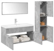 Σετ Επίπλων Μπάνιου 4 Τεμαχίων Γκρι Σκυροδέματος από Επεξ. Ξύλο