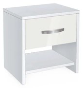 Κομοδίνο, AVA 2 Λευκό/Λευκό γυαλιστερό, 40x40x30,5, Genomax