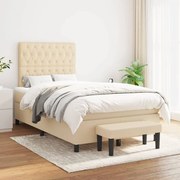 vidaXL Κρεβάτι Boxspring με Στρώμα Κρεμ 120x200 εκ. Υφασμάτινο