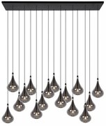 Φωτιστικό Κρεμαστό Lucide 70434-16-30 TEARS Μαύρο Ματ (Black Mat)|Φυμέ (Smoke) 3000 K