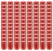 Βάζα Μαρμελάδας 96 τεμ. 230 ml Γυάλινα με Κόκκινα Καπάκια