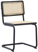 Καρέκλα Broyer 03-1030 55x48x80cm Black Rattan,Μέταλλο,Ξύλο