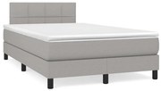 Κρεβάτι Boxspring με Στρώμα Ανοιχτό Γκρι 120x190 εκ. Υφασμάτινο - Γκρι