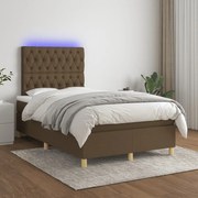 ΚΡΕΒΑΤΙ BOXSPRING ΜΕ ΣΤΡΩΜΑ &amp; LED ΣΚ.ΚΑΦΕ 120X200 ΕΚ ΥΦΑΣΜΑΤΙΝΟ 3135664