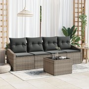 vidaXL Σετ σαλόνι κήπου 5 τεμ με μαξιλάρια γκρι πολυ ρατάν