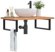vidaXL Ράφι Νιπτήρα Τοίχου από Ατσάλι / Μασίφ Ξύλο Οξιάς