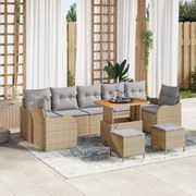 vidaXL Σετ 10 κομματιών καναπέ κήπου της  με μπεζ μαξιλάρια από πολυ-ρατάν ακακίας.