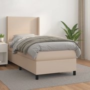 vidaXL Κρεβάτι Boxspring με Στρώμα Καπουτσίνο 100x200εκ.από Συνθ.Δέρμα