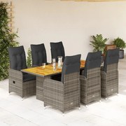 Σετ Επίπλων Bistro Κήπου 7 τεμ. Γκρι Συνθετ. Ρατάν με Μαξιλάρια