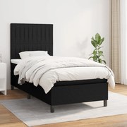 vidaXL Κρεβάτι Boxspring με Στρώμα Μαύρο 80 x 200 εκ. Υφασμάτινο