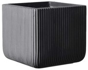 Κασπώ Πήλινο Τετράγωνο Stripe M B-9940-8 31x31x28cm Grey Supergreens Πηλός