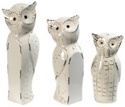 Artekko Owls Διακοσμητικές Επιτραπέζιες Κουκουβάγιες Πορσελάνη Μπεζ (12x12x37)cm Σετ/3 Artekko 68458