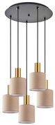 SE21-GM-4-5BL-SH3 ADEPT TUBE Gold Matt Pendant Brown Fabric Shade+ HOMELIGHTING 77-8615