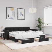 vidaXL Καναπές Κρεβάτι Συρόμενος Μαύρο 90x200 εκ. Βελούδο &amp; Συρτάρια