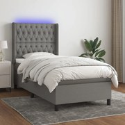 ΚΡΕΒΑΤΙ BOXSPRING ΜΕ ΣΤΡΩΜΑ &amp; LED ΣΚ.ΓΚΡΙ 80X200 ΕΚ. ΥΦΑΣΜΑΤΙΝΟ 3138510