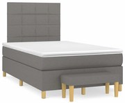 vidaXL Κρεβάτι Boxspring με Στρώμα Σκούρο Γκρι 120x190 εκ Υφασμάτινο