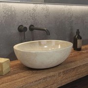 Νιπτήρας Επικαθήμενος Πέτρινος Leonor Cream Sop 45x35x15cm Karag Πέτρα