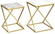 Intrahome Βοηθητικά τραπεζάκια σαλονιού σετ 2τεμ Zoliene intrahome χρυσό μέταλλο-λευκό μαρμάρου | SKU: INTRAPA-463111114