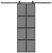 vidaXL Συρόμενη πόρτα με σετ υλικού 76x205 cm από γυαλί&Αλουμίνιο