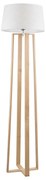 01264 GloboStar®  TOWER 01264 Μοντέρνο Επιδαπέδιο Φωτιστικό Μονόφωτο 1 x E27 IP20 Μπεζ Ξύλο με Λευκό Ύφασμα - Μ40 x Π40 x Υ166cm