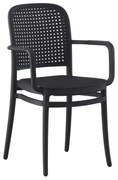 Πολυθρόνα FLORENCE Στοιβαζόμενη Μαύρο PP/Rattan 54x54x84cm