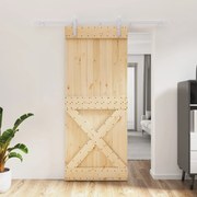 vidaXL Συρόμενη Μεσόπορτα με Μηχανισμό 85 x 210 εκ. Μασίφ Ξύλο Πεύκου