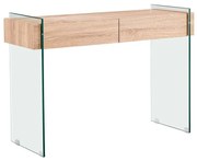 GLASSER Wood Κονσόλα Διάφανο Γυαλί 12mm - με Συρτάρια Απόχρωση Δρυς  110x40x76cm [-Διάφανο-, -Φυσικό-] [-MDF - Κόντρα Πλακέ - Καπλαμάς - Νοβοπάν-, -Γυαλί-] ΕΜ841,1
