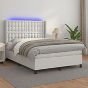 ΚΡΕΒΑΤΙ BOXSPRING ΜΕ ΣΤΡΩΜΑ &amp; LED ΛΕΥΚΟ 140X190 ΕΚ. ΣΥΝΘ. ΔΕΡΜΑ 3139380