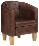 Πολυθρόνα Μπάρελ Σκούρο Καφέ από Γνήσιο Δέρμα